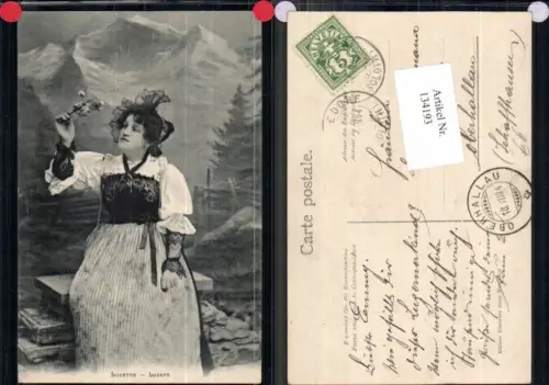 134193,Luzern Tracht Frau Lucerne Type Volkstracht