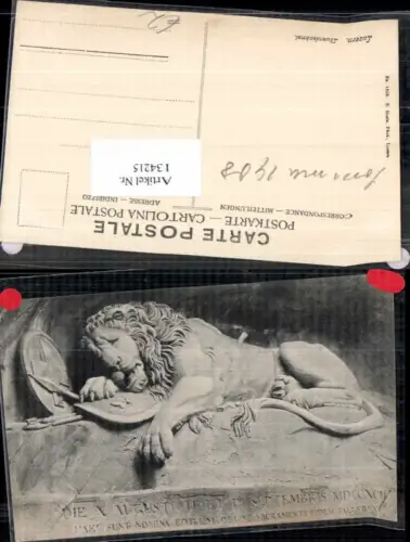 134215,Luzern Löwendenkmal 1908