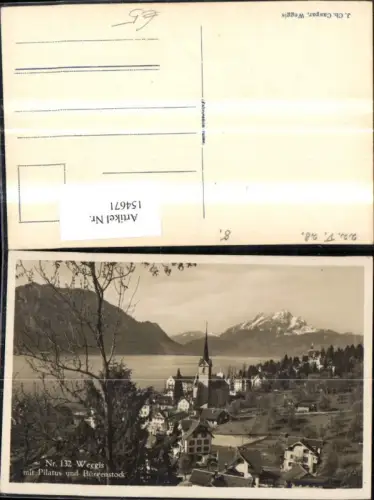 154671,Weggis m. Pilatus u. Bürgenstock 1928 Kt Luzern