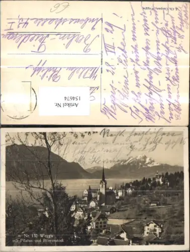 154674,Weggis m. Pilatus u. Bürgenstock 1929 Kt Luzern