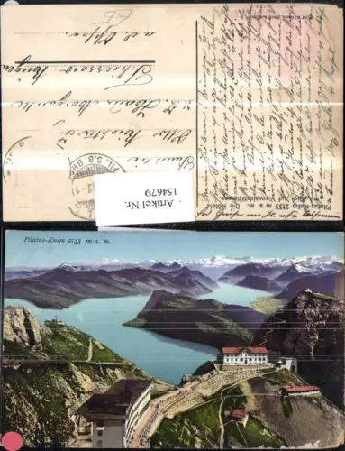154679,Pilatus Kulm Hotels m. Blick a. Vierwaldstätterhaus 1913 Kt Luzern