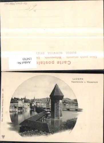 154703,Luzern Kapellbrücke u. Wasserturm Turm Brücke Kt Luzern