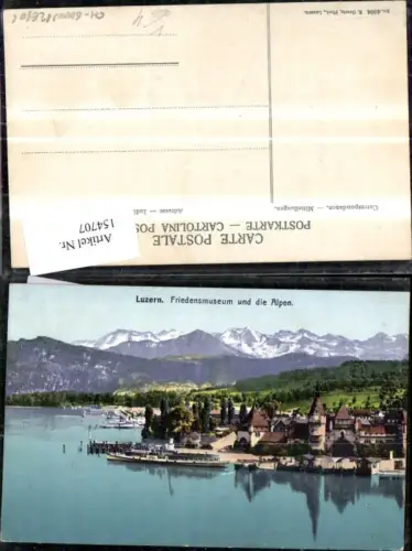 154707,Luzern Friedensmuseum u. d. Alpen Ansicht m. Schiff Dampfer pub E Goetz 4004 Kt Luzern