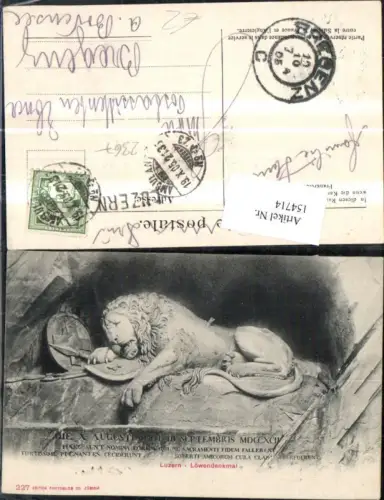 154714,Luzern Löwendenkmal Detailansicht 1905 Kt Luzern