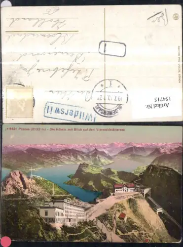 154715,Pilatus Die Hotels m. Blick a. d. Vierwaldstättersee Rigibahn 1913 Kt Luzern