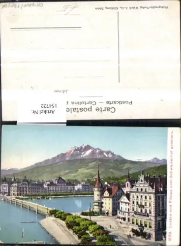 154722,Luzern Pilatus v. Schweizerhof gesehen Ansicht m. Brücke Kt Luzern