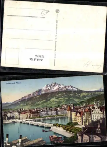 155586,Luzern m. Pilatus Ansicht Brücke