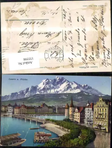 155598,Luzern u. Pilatus 1919 Ansicht Schiff Boote