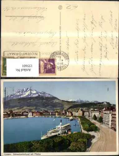 155601,Luzern Schweizerhofquai m. Pilatus Ansicht Schiff Dampf