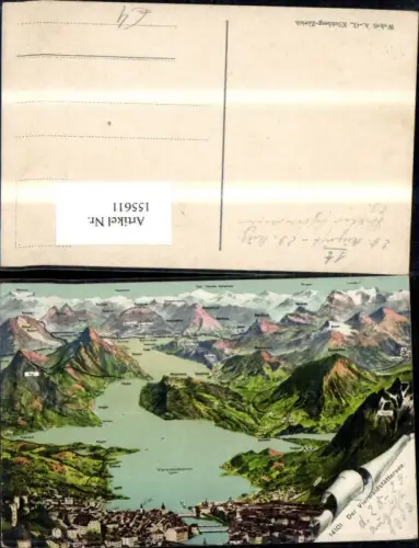 155611,Vierwaldstättersee Lagekarte 1929 Kt Luzern