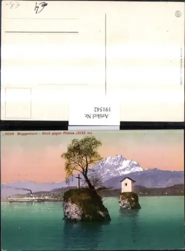 191542,Meggenhorn Blick geg. Pilatus Insel Kreuz Dampfer Kt Luzern