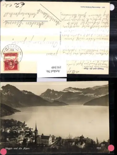 191549,Weggis Totale u. d. Alpen Kirche Vierwaldstätter See Kt Luzern
