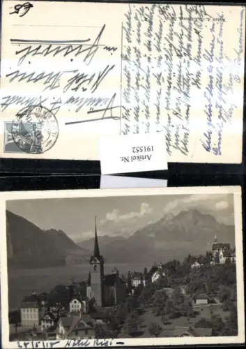 191552,Weggis Teilansicht Kirche m. d. Pilatus Kt Luzern