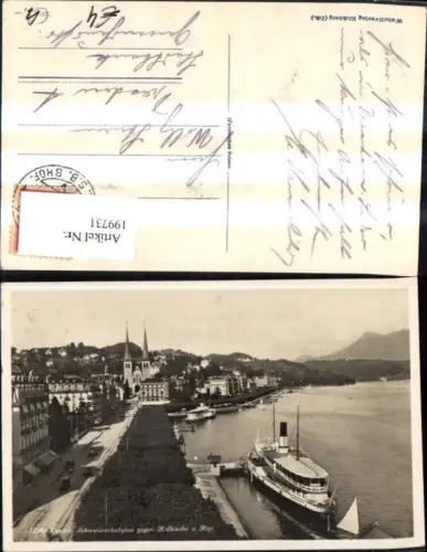 199731,Luzern Schweizerhofquai geg. Hofkirche u. Rigi Dampfer