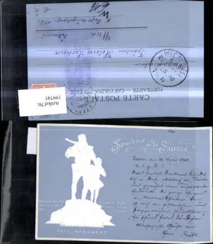 199745,Präge AK Luzern Souvenir de la Suisse Tell Monument