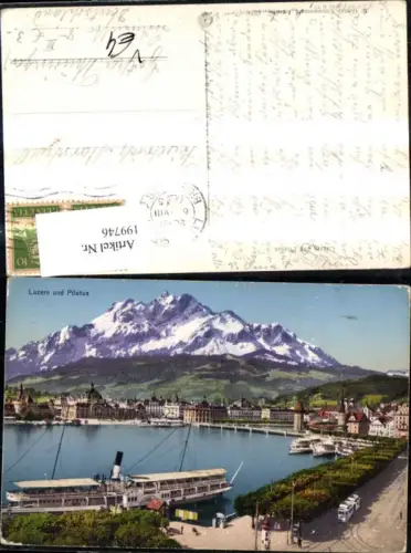199746,Luzern Teilansicht u. Pilatus Dampfer pub E. Goetz 4239