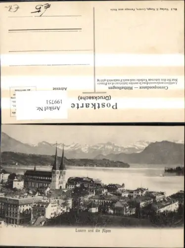 199751,Luzern Teilansicht u. die Alpen Kirche