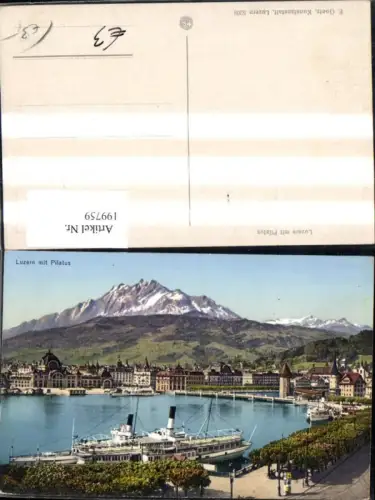 199759,Luzern Teilansicht m. Pilatus Dampfer