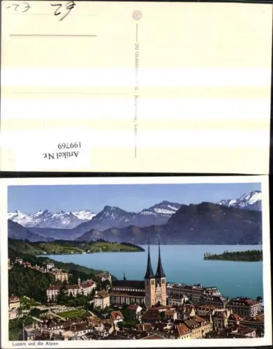 199769,Luzern Teilansicht Kirche u. d. Alpen