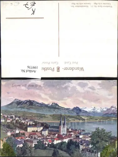 199776,Künstler AK R. Carl Luzern Teilansicht Kirche m. d. Rigi Vierwaldstätter See