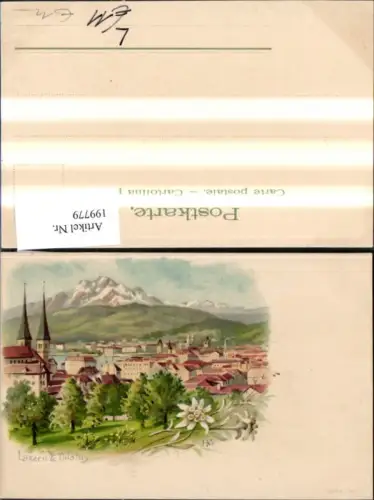 199779,Litho AK Luzern Teilansicht u. Pilatus