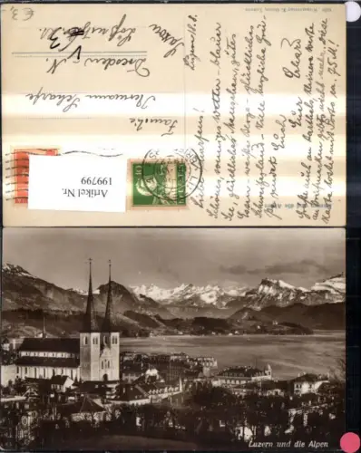 199799,Luzern Teilansicht Kirche u. d. Alpen pub E. Goetz 1528