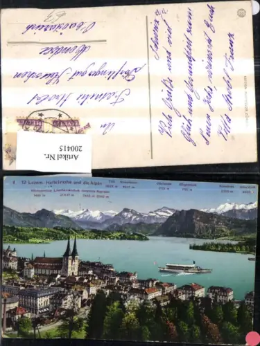 200415,Luzern Teilansicht Hofkirche Kirche u. d. Alpen Dampfer Tödl Niederbauen Rossstock