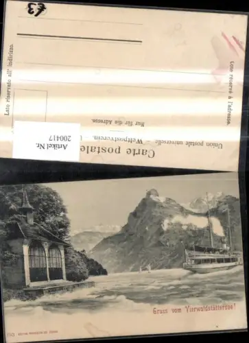 200417,Gruß vom Vierwaldstättersee See Partie Dampfer Kapelle Kt Luzern