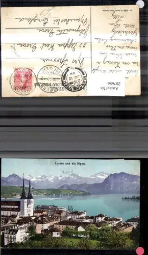 207686,Luzern Teilansicht Kirche u. d. Alpen pub E. Goetz 4003
