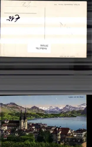 207698,Luzern Teilansicht Kirche u. d. Alpen pub E. Goetz 5062