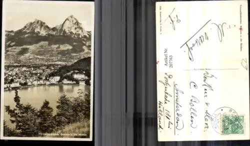 207763,Vierwaldstättersee Brunnen Totale u. d. Mythen Kt Luzern pub E. Goetz 8249