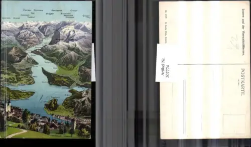 207774,Luzern u. d. Vierwaldstättersee aus d. Vogelschau Totale pub E. Goetz 4121