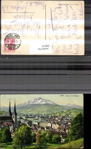 208519,Luzern Totale Kirche u. Pilatus