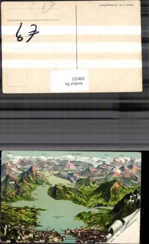 208523,Vierwaldstättersee See aus d. Vogelschau Luzern Totale Hergiswil Weggis Rigi Pilatus