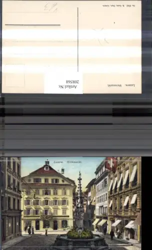 208568,Luzern Weinmarkt Brunnen Geschäfte pub E. Goetz 4541