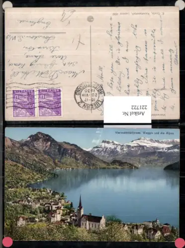 221722,Vierwaldstättersee See Weggis Totale u. d. Alpen pub E. Goetz 4690 Kt Luzern