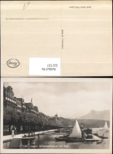 221727,Luzern Schweizerhofquai Quai m. Rigi Segelboot