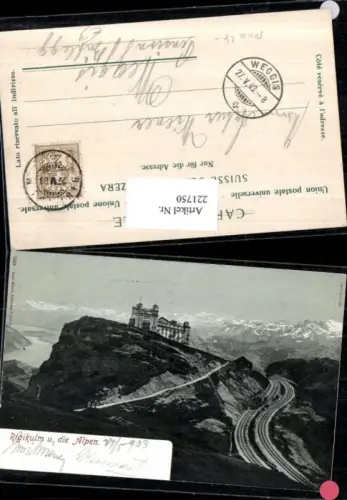 221750,Rigikulm u. d. Alpen Kt Luzern