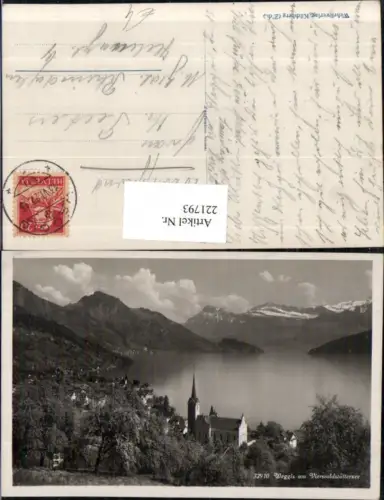 221793,Weggis Totale am Vierwaldstättersee See Kirche Kt Luzern