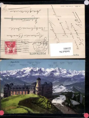 221801,Rigi-Kulm u. d. Berner Alpen Mönch Jungfrau Schreckhorn pub E. Goetz 4596 Kt Luzern