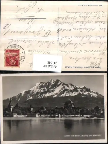 241748,Luzern Teilansicht m. Pilatus Bahnhof u. Festhalle pub E. Goetz