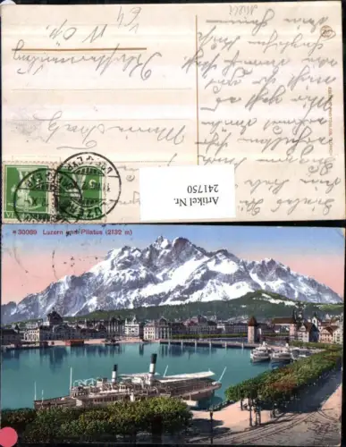 241750,Luzern Teilansicht Dampfer m. Pilatus pub Photoglob Zürich