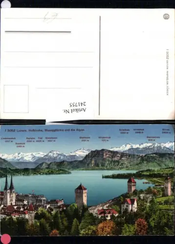 241755,Luzern Teilansicht Hofkirche Museggtürme und d. Alpen