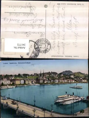 241772,Luzern Teilansicht Seebrücke Schweizerhofquai pub E. Goetz 4933