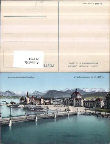 241774,Luzern Seebrücke Bahnhof Friedensmuseum u. d. Alpen pub E. Goetz 4342