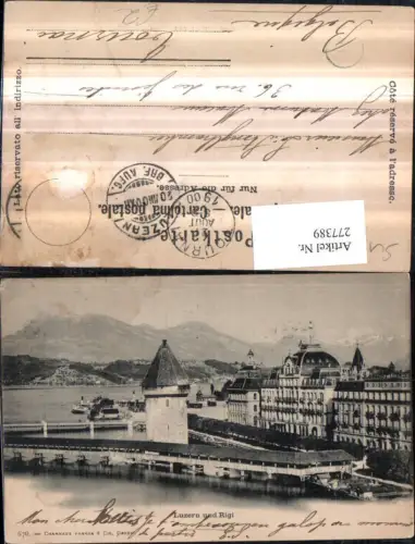 277389,Luzern Brücke Wasserturm Turm u. Rigi