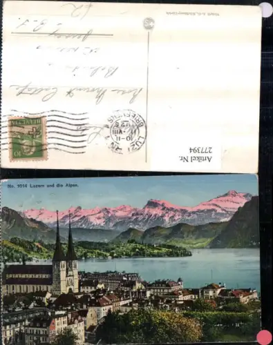 277394,Luzern Teilansicht Kirche und d. Alpen Bergkulisse