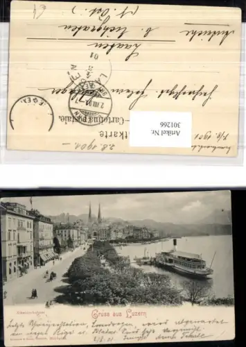 301266,Gruß a. Luzern Schweizerhofquai Schiff Dampfer a. Anleger