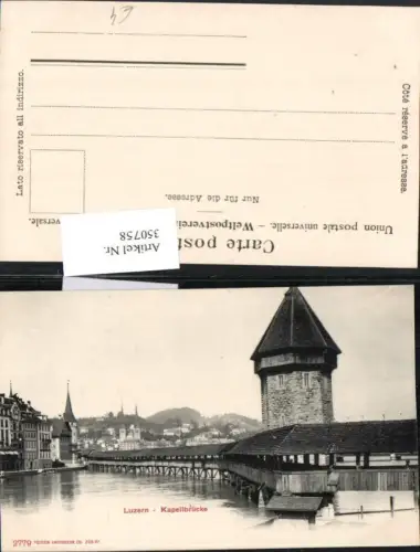 350758,Luzern Kapellbrücke Brücke Wasserturm Turm