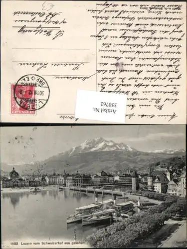 350762,Luzern Teilansicht vom Schweizerhof Dampfer Brücke Bergkulisse